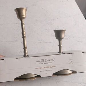 Brass Taper Candlesticks Antique Finish (Set of 2)